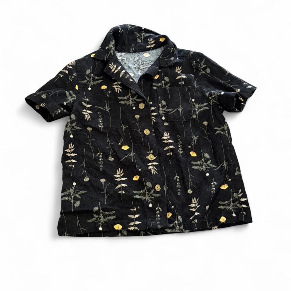 Floral Black Short Sleeve Shirt